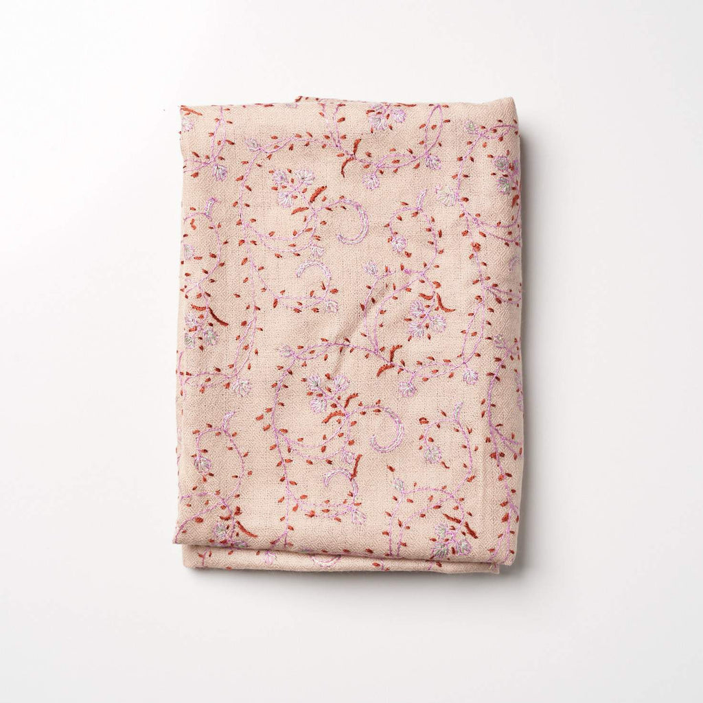 Cashmere Hand Embroidered Scarf - Lilac/Copper