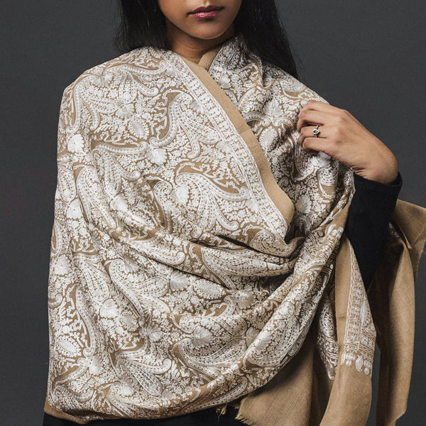 Embroidered cashmere store scarf