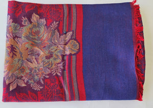 Cashmere Silk - Flower Red/Blue