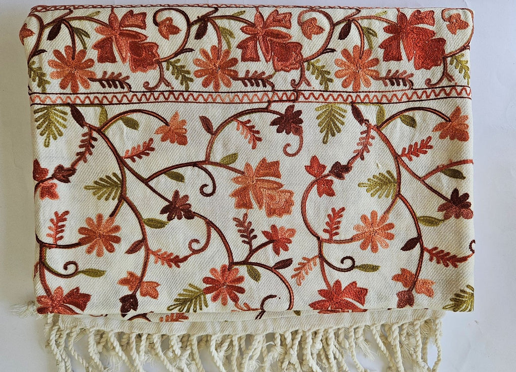 Embroidered Wool - Cream/Copper