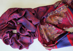 Cashmere Silk - Flower Red/Blue