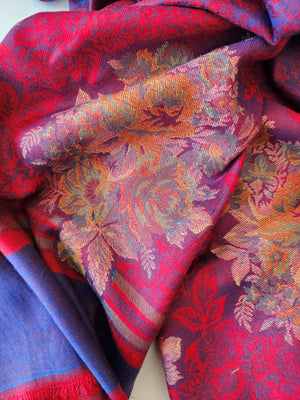 Cashmere Silk - Flower Red/Blue