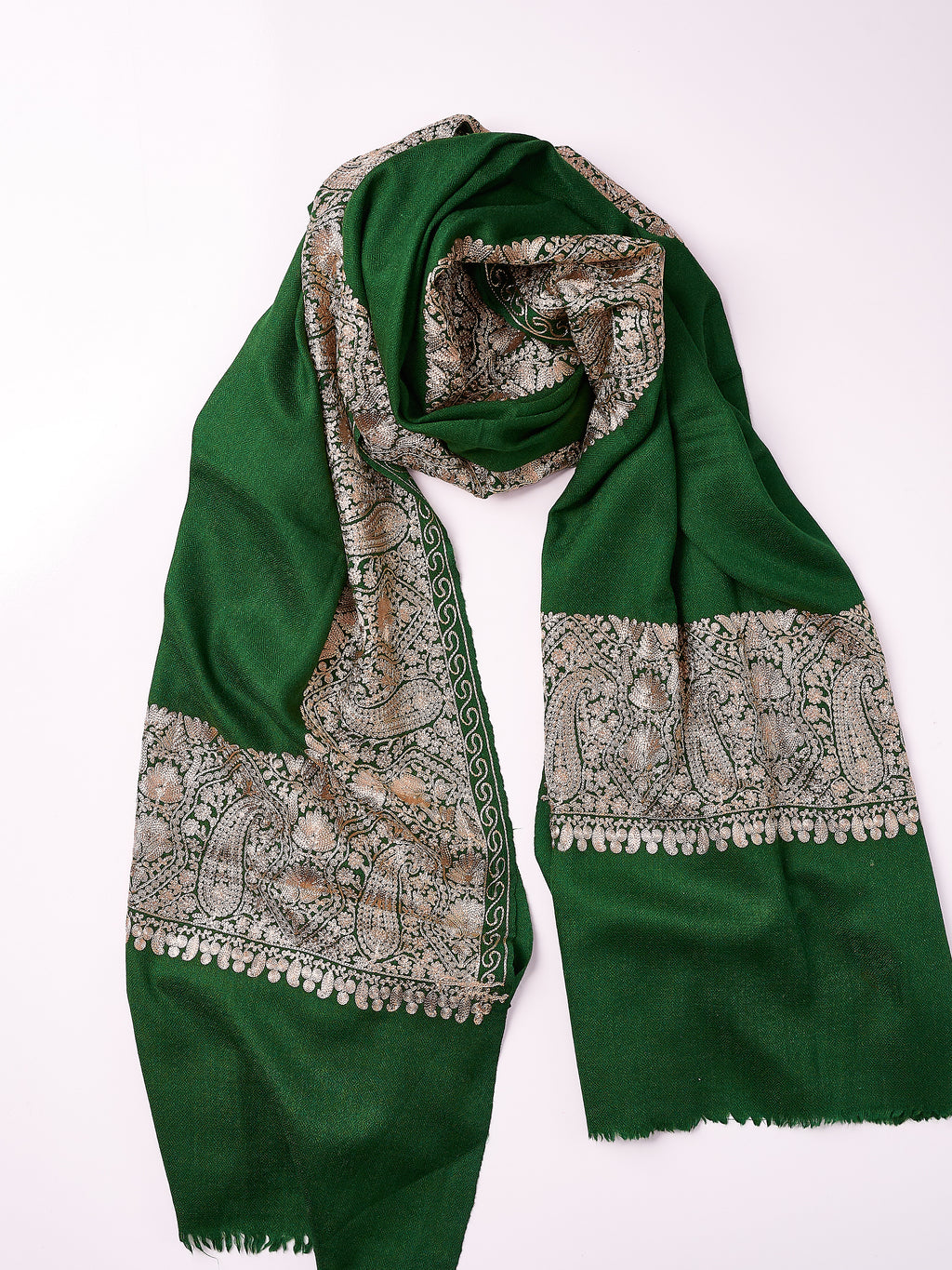Embroidered Shawl - Emerald