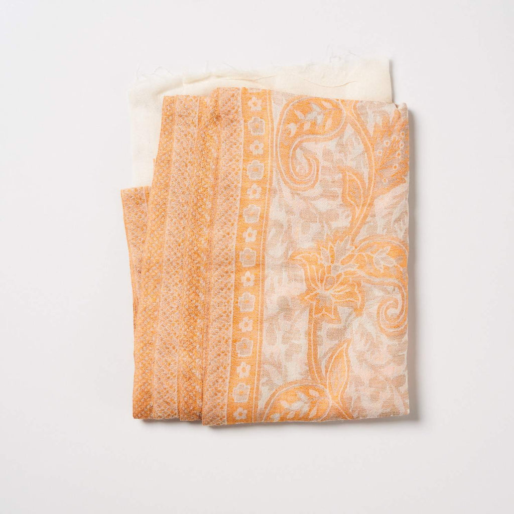 Cashmere Scarf Patterned - Apricot/Cream