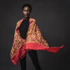 Embroidered Shawl - Deep Orange