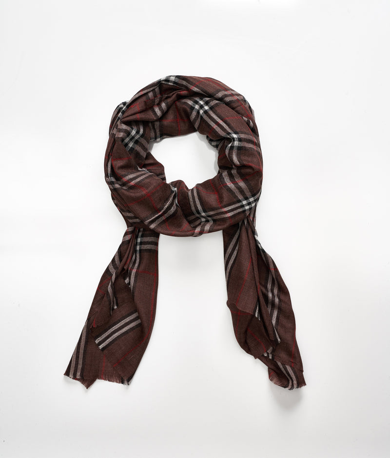 Men's cashmere scarf - Dark Brown Check