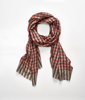 Men's Cashmere Scarf - Red Check