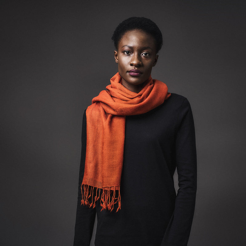 Cashmere plain scarf - Burnt Orange